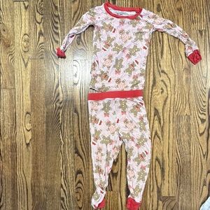 Gingerbread Print Kids Pajamas - Red and Brown
